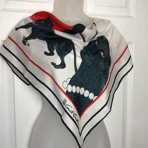 VTG Gant Gaither Dramatic Jaguars Print Silk Square Scarf